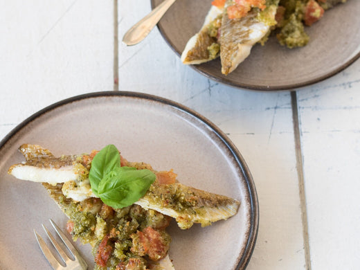 Pieterman met pesto trapese