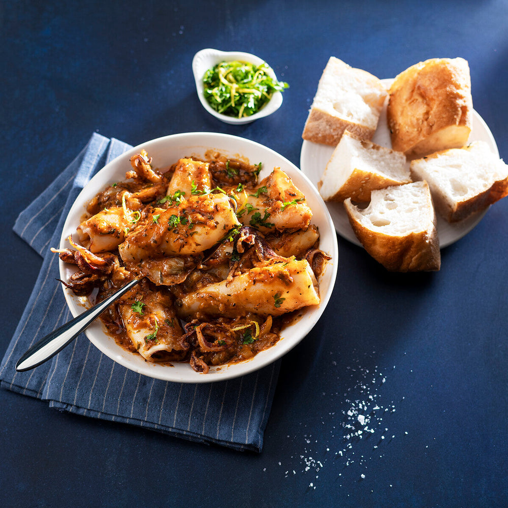 Pijlinktvisstoof met ansjovis ‘à la ossobuco’