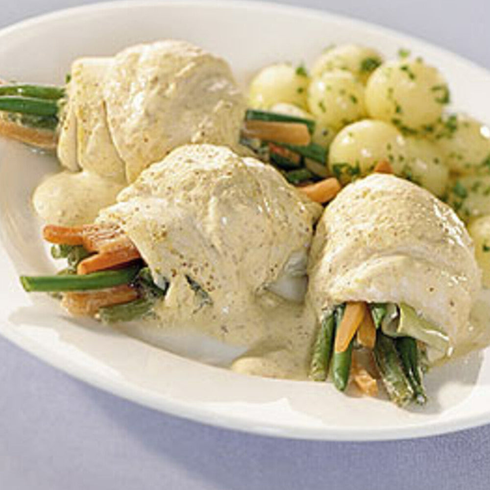 Scholrolletjes met mosterdsaus