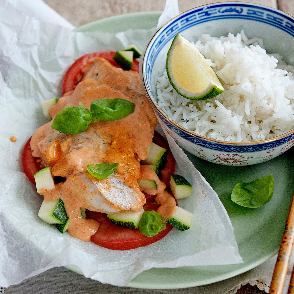 Thais schelvispakketje met basilicum