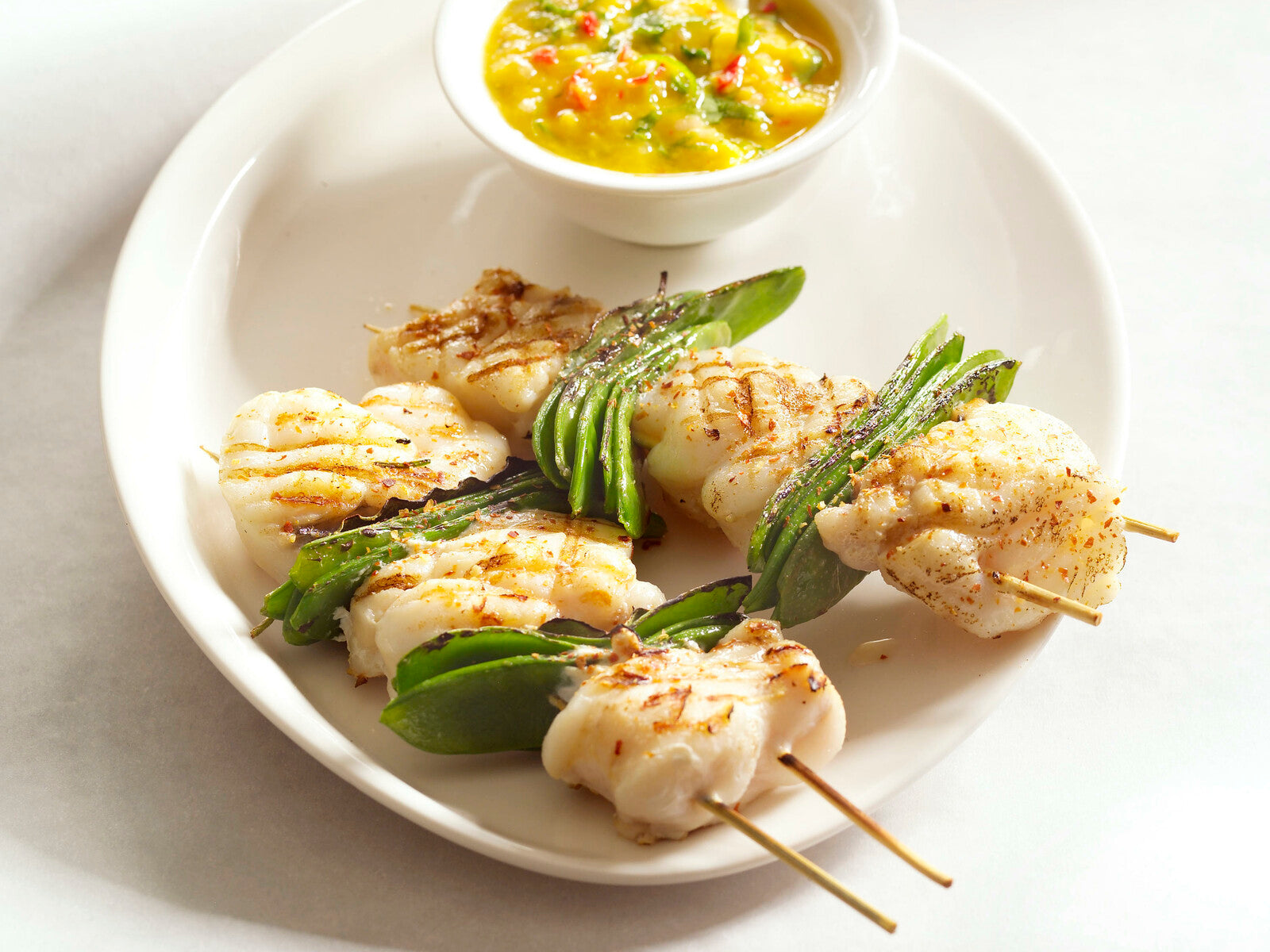 Zeeduivelbrochette met mangosaus