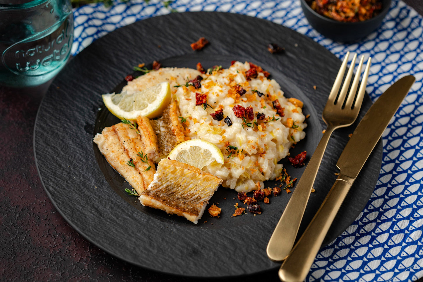 Preirisotto met gebakken pietermanfilet en tomaatkruim